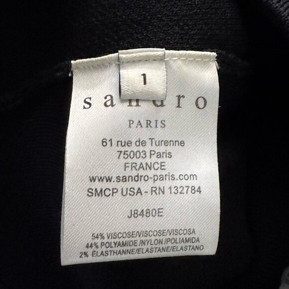 Sandro Paris black knit mini skirt size 1 US size 4 ruffle zipper accents - Picture 6 of 9